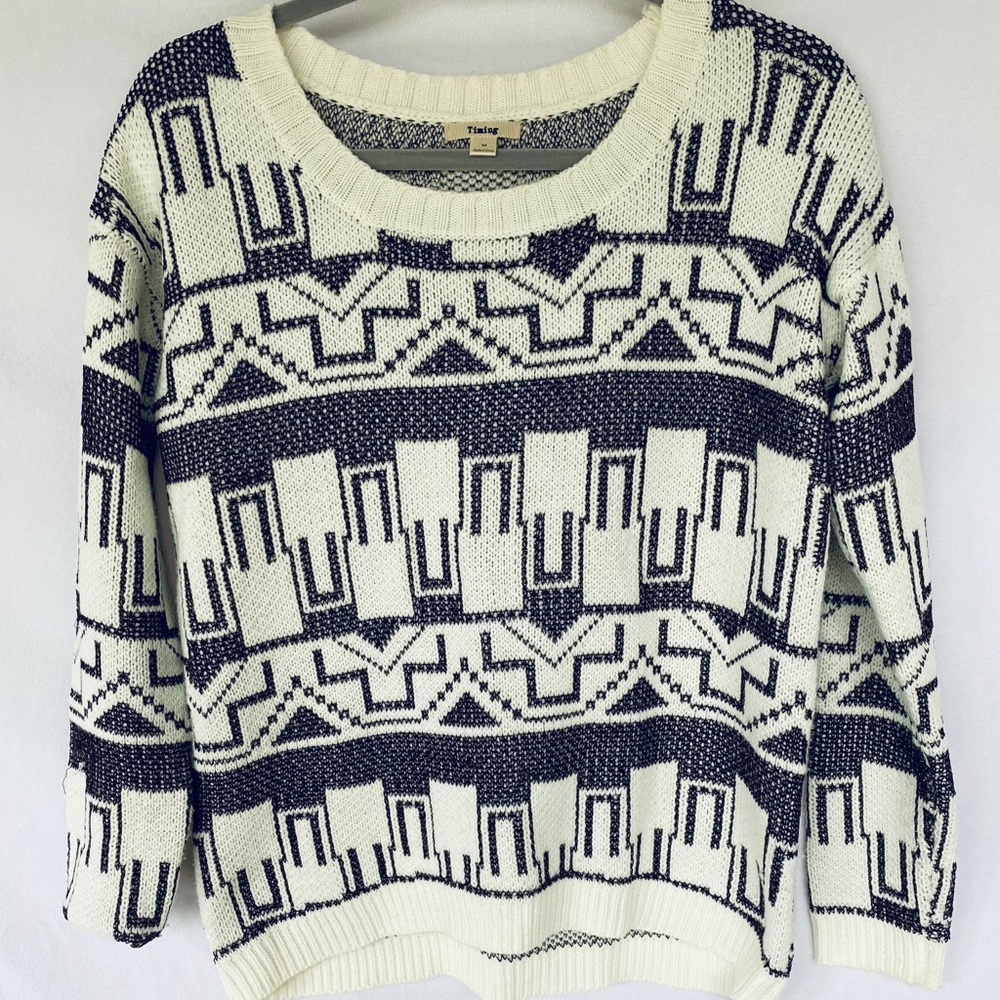 Aztec pattern cream and copper sweater